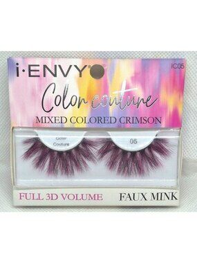 I-Envy Color Couture Mixed Colored Crimson Full 3D Volume Faux Mink Lashes